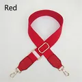 Detail of red cotton canvas bag strap with golden metal buckle and lobster clasps - Silver Clasp / Red