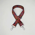 Close-up of geometric ethnic pattern woven strap with silver swivel metal hooks - Geometric Colorful Silver Buckle