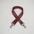 Close-up of ethnic geometric pattern bag strap with dark grey metal rotating hooks - Geometric Colorful Gunmetal Buckle