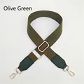 Adjustable army green cotton strap with faux leather ends and gold metal hardware - Silver Clasp / Green