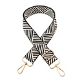 Detail of adjustable black and white geometric strap with polished gold lobster clasps - Gold Buckle / Black and White