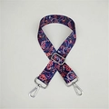 Detail of adjustable paisley canvas shoulder strap with vintage floral pattern and metal hooks - Morning Glory Silver Buckle