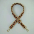 Ethnic style adjustable wide strap for crossbody bags with red and yellow geometric patterns - 2.5cm Wide Khaki