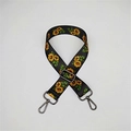 Detail of sunflower pattern webbing strap with gunmetal metal hooks for bags - Sunflower Gunmetal Buckle