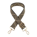 Close-up of 3.8cm wide adjustable woven bag strap with black white geometric patterns - Black Khaki