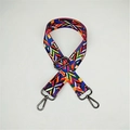 Detail of colorful geometric ethnic style woven strap with adjustable gunmetal buckle - Colorful Gunmetal Buckle