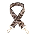 Adjustable 3.8cm wide strap with beige and black geometric chevron weaving and gold clips - Black Pink