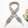 Tracolla in jacquard grigio con motivo floreale e fibbie in metallo dorato lucido - Grigio Beige + Grigio