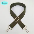 Adjustable dark green nylon replacement strap with polished gold-tone metal snap hooks - Green