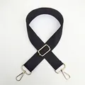 Adjustable black cotton canvas shoulder strap with gold metal hooks for handbags - Black