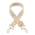Adjustable beige and white zigzag woven bag strap with glossy gold metal lobster clasps - Off White