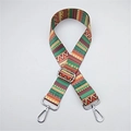 Adjustable colorful bohemian woven bag strap with geometric patterns and silver hooks - Yellow Stripe Silver