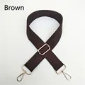 Detailed view of adjustable coffee brown woven strap with golden metal swivel hooks - Brown
