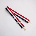 Detail of colorful striped replacement shoulder strap with star pattern and gold metal hooks - Five-pointed Star Gold Buckle