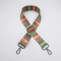 Adjustable bohemian woven bag strap with colorful geometric patterns and metal hooks - Yellow Stripe Gunmetal