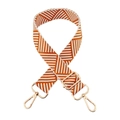 Detail of 3.8cm wide woven orange and white crossbody strap with gold metal hooks - Yellow Brown and White