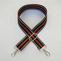 Adjustable striped wide fabric replacement shoulder strap with silver metal swivel hooks - Silver Clasp / Green