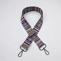 Adjustable ethnic style woven bag strap with purple and green geometric patterns - Stripe Gunmetal
