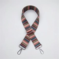 Adjustable woven handbag strap with colorful thin stripes and silver metal clasps - Colorful Silver