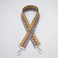 Ethnic style colorful woven adjustable bag strap with vibrant geometric patterns and silver hooks - Woven Light Color-Silver