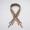 Adjustable ethnic style woven bag strap with colorful geometric patterns and metal hooks - Woven Light Color-Gunmetal