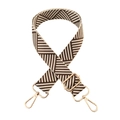 Detail of adjustable 3.8cm wide bag strap with brown herringbone weave and gold metal hooks - Beige Grey Coffee