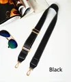 Adjustable black PU leather bag strap with white stitching and gold lobster clasps - Black