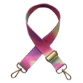 Ethnic wide adjustable replacement shoulder strap with colorful pink and yellow tie-dye - Colorful with Gold Buckle
