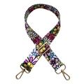 Colorful floral replacement shoulder strap with adjustable gold hardware for cross-body bags - Floral with Gold Buckle