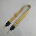 Adjustable woven bag strap with yellow chevron pattern and gold metal buckles - Yellow