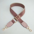 Adjustable wide woven bag strap in dusty rose and beige with gold metal hooks - Silver Clasp / Pink