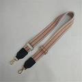 Adjustable wide shoulder strap with brown and white geometric pattern and gold hardware - Brown