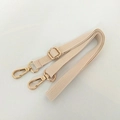 Adjustable beige cotton webbing shoulder strap with golden metal lobster clasps for handbags - White