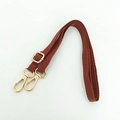 Adjustable caramel cotton webbing shoulder strap with golden metal lobster clasps - Brown