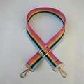 Verstellbarer regenbogenfarbener Taschenriemen aus Nylon mit goldenen Metallschnallen - Nr. 3 Regenbogen / Silberverschluss