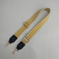 Adjustable woven shoulder strap for bags with yellow wheat pattern and gold metal hooks - Yellow
