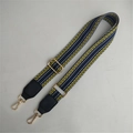 Adjustable navy blue strap with yellow stripes and gold buckles for crossbody bags - Multicolor Black