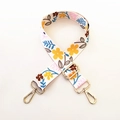 Detail of adjustable floral strap with gold metal buckles for crossbody handbags - Silver Clasp / White Flower