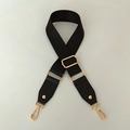 Tracolla regolabile larga in nylon nero con ganci in metallo dorato per borse e borsette - Nero Fibbia Canna di Fucile