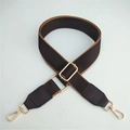 Adjustable dark brown woven nylon shoulder strap with gold metal buckles for bags - Coffee 2