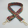 Adjustable colorful woven bag strap with red and yellow zigzag patterns and gold hardware - Silver Clasp / Wave