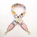 Adjustable bohemian floral handbag strap with pink faux leather ends and gold metal clips - Floral Print (Pink)