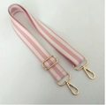 Adjustable pink and white striped shoulder strap with gold-tone hooks for handbags - Silver Clasp / Pink