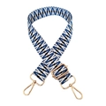 Close-up of 3.8cm wide jacquard bag strap with blue and white geometric wave patterns - 17-White/Royal Blue/Black