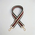 Adjustable woven shoulder strap with retro red and green stripes and gold hardware - Silver Clasp / Style 2 (Green/Red/White Stripes)