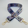Adjustable woven purse strap with colorful geometric patterns and gold metal hooks - Silver Clasp / Cloud