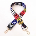 Adjustable crossbody bag strap with colorful retro American license plate pattern - Width: 3.8cm / Graffiti Letters