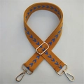 Adjustable woven strap in yellow and blue geometric pattern with gold metal buckles - Silver Clasp / Yellow