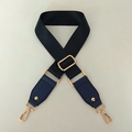 Correa de nailon azul marino para bolso con extremos de cuero y hebillas de metal dorado - Azul Hebilla Dorada