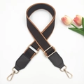 Adjustable wide replacement strap for crossbody bags in dark brown and orange finish - Black Brown + Black Leather